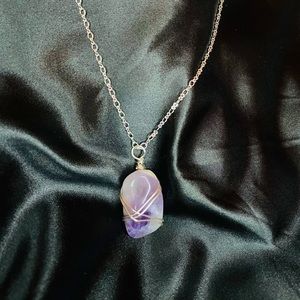Amethyst Wire Wrapped Necklace- Handmade